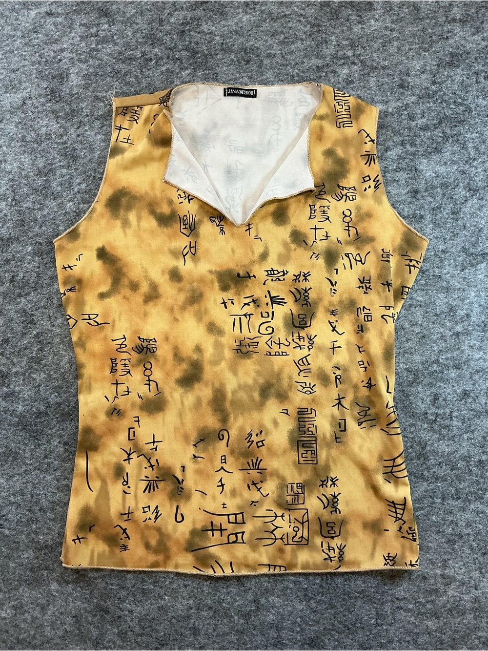 Vintage Luna Chix Tan Printed Sleeveless Top Size S